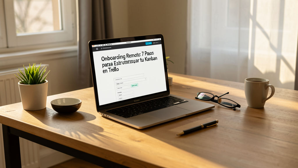 Imagen editorial que ilustra Onboarding Remoto: 7 Pasos para Estructurar tu Kanban en Trello
